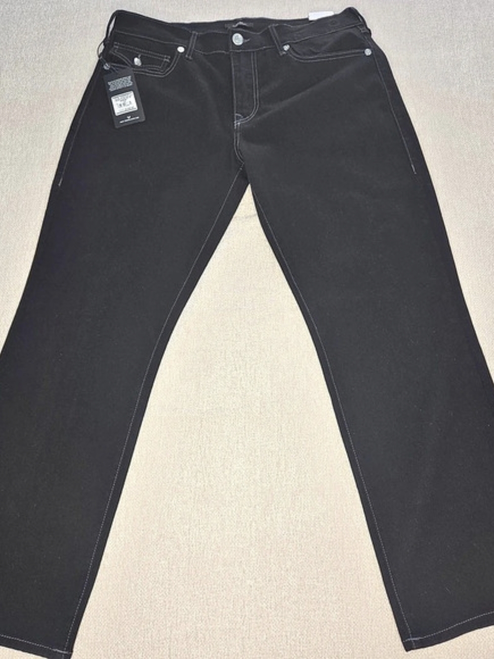 True Religion Ricky Jeans Mens 34x30 NWT Black Relaxed Straight Flap Pocket